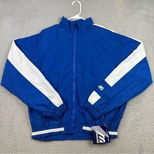 Mizuno Nylon Track Jacket Womens Small Blue White Mesh Lined Warmup Sports Run‎